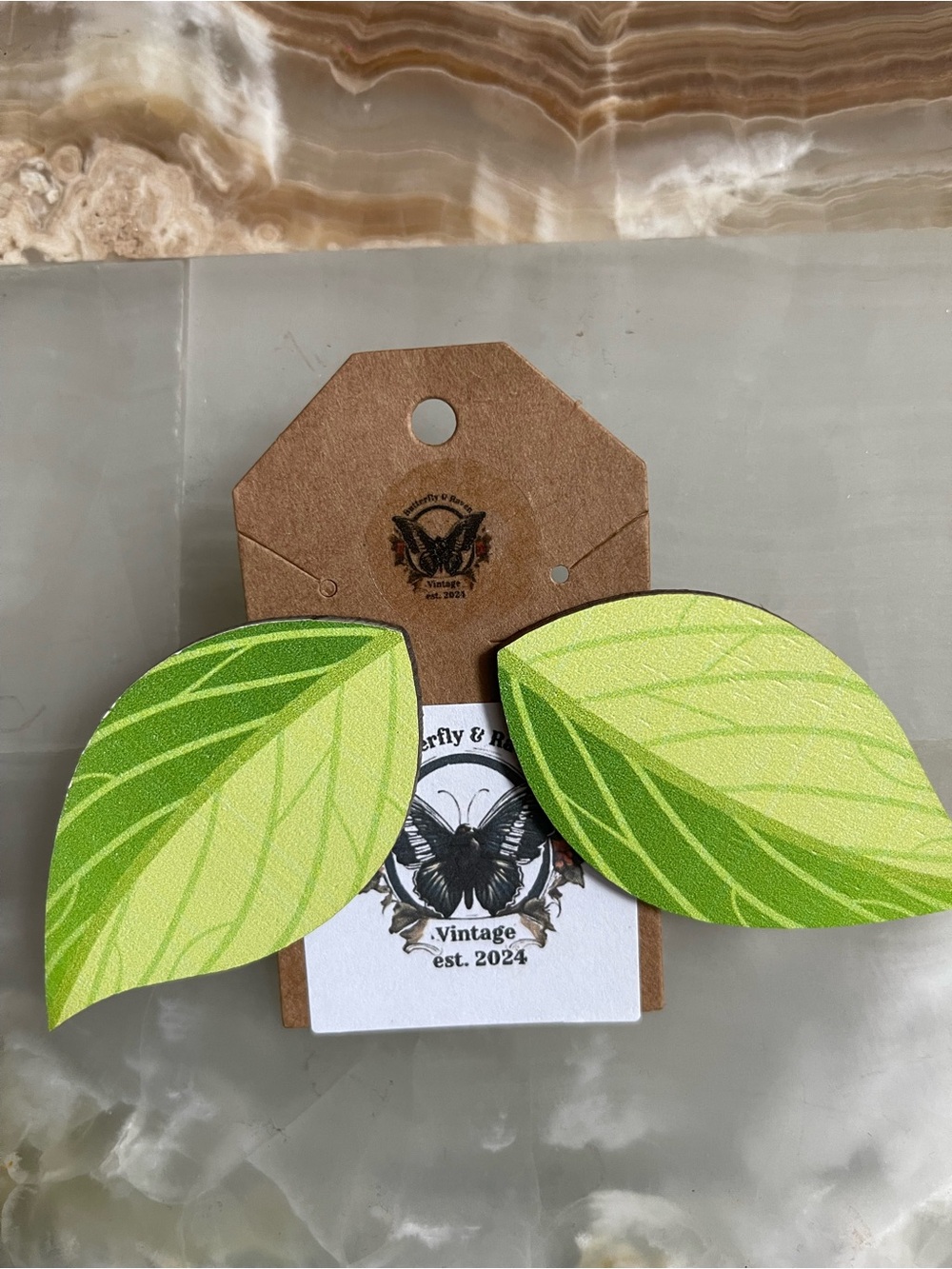 Leaf Statement Earrings in Lime & Dark Green -